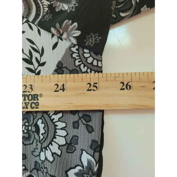 Donkenny Womens  Shirt 1X Black White Paisley Patchwork Button-Up 100% Polyester - Picture 7 of 9